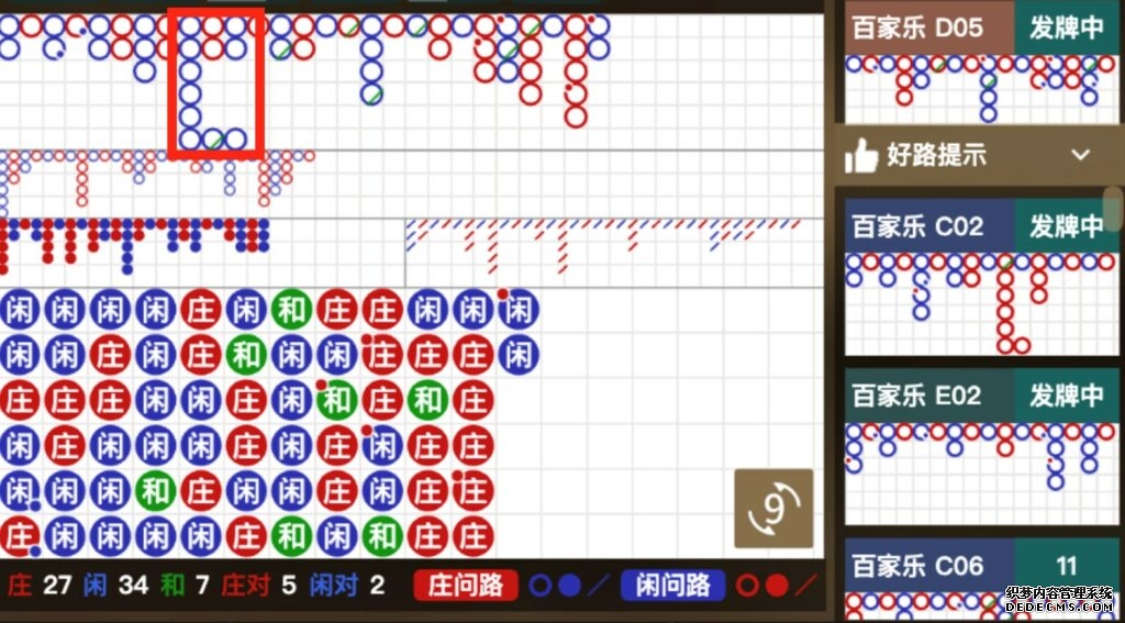 百家樂破解方法二、看路法 長龍